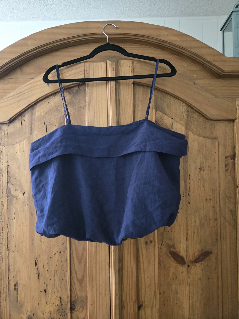Blue Spaghetti Strap Crop Top